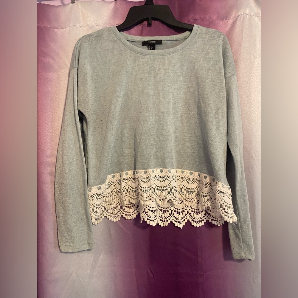 Beautiful light blue, long sleeve, top!